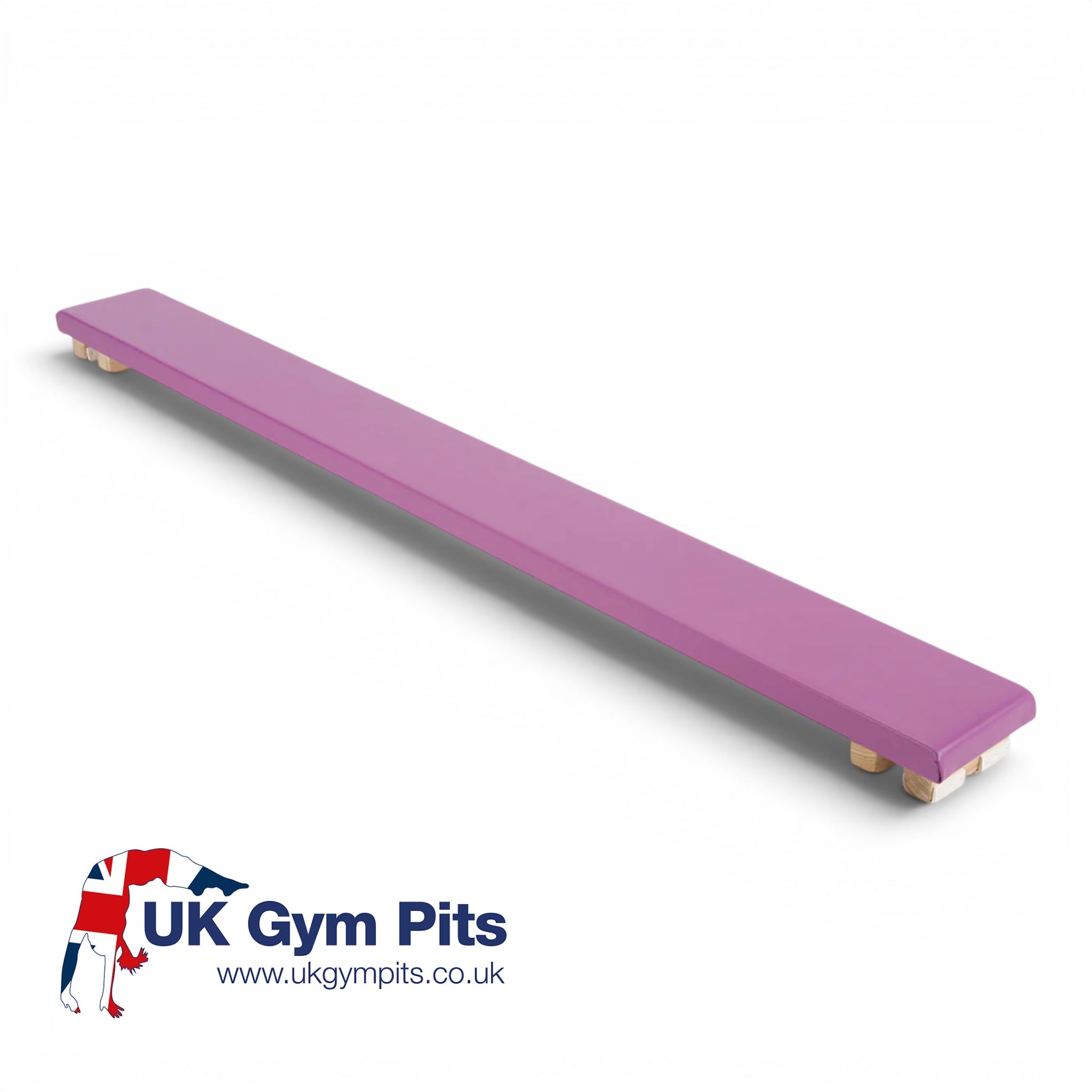 UK Gym Pits padded agility linking plank in purple vinyl with natural timber base for school balance exercises.