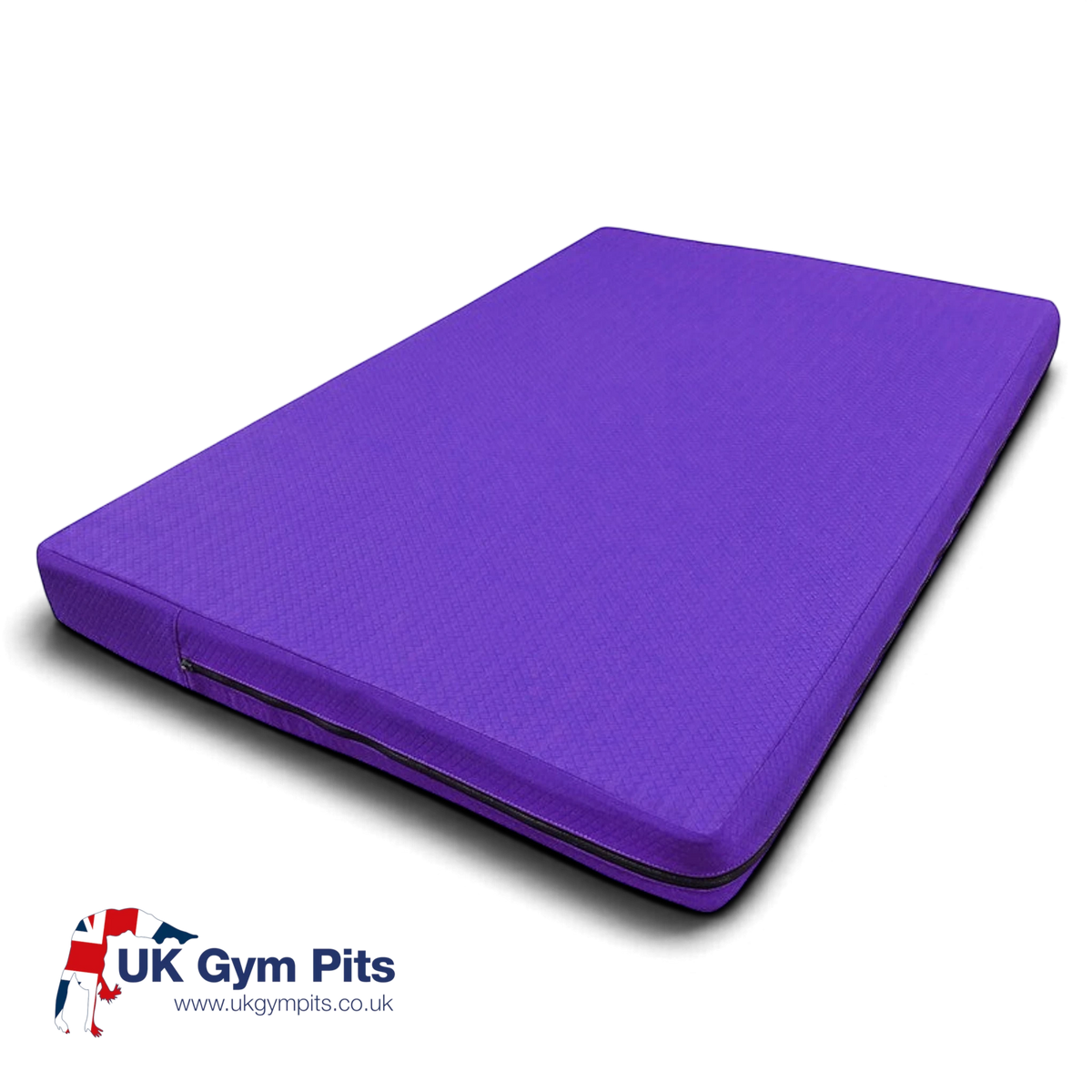 UK Gym Pits purple soft practice mat with 15cm thick foam cushioning and durable quilted nylon cover for gymnastics