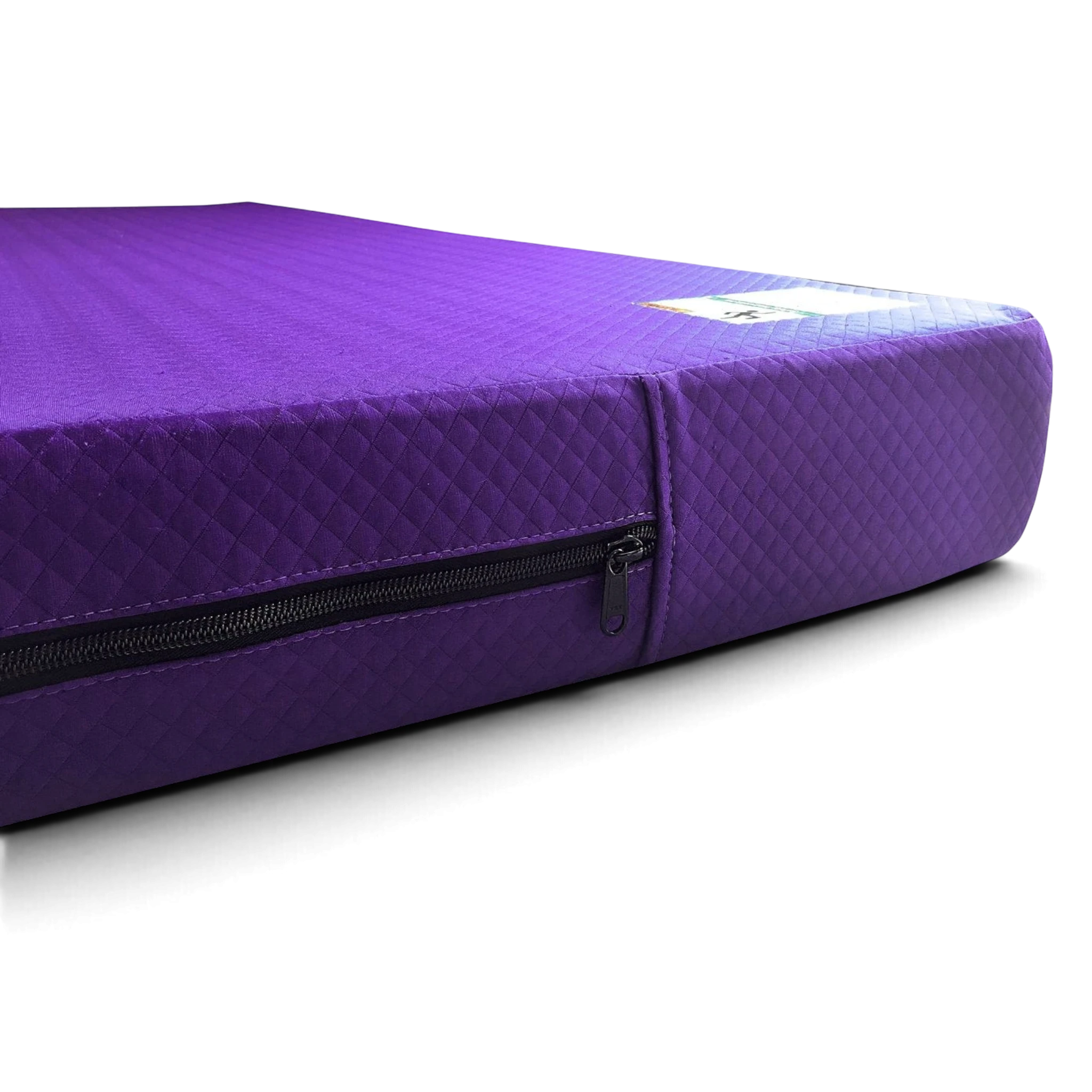 UK Gym Pits purple soft practice mat with quilted nylon cover and side zipper for tumbling and gymnastics landings