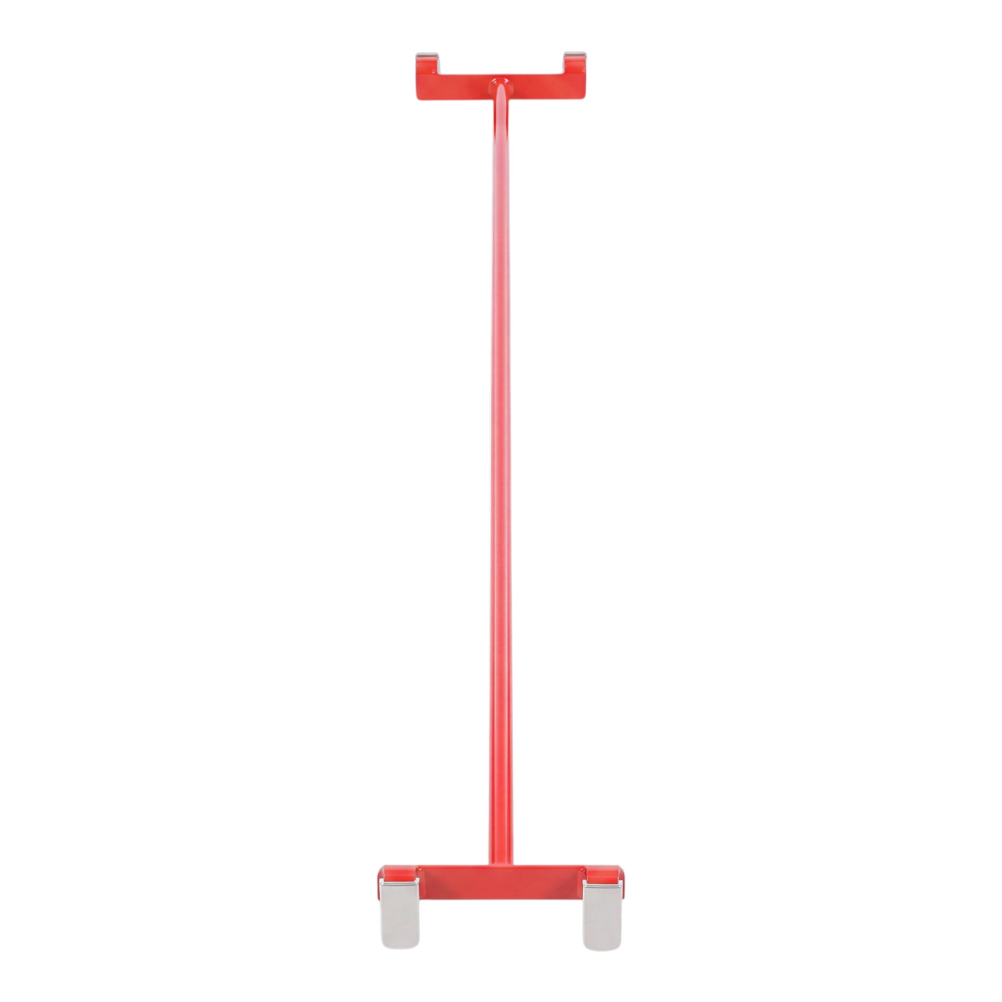 UK Gym Pits red powder-coated metal agility linking pole with safety hooks for climbing and gymnastics equipment.