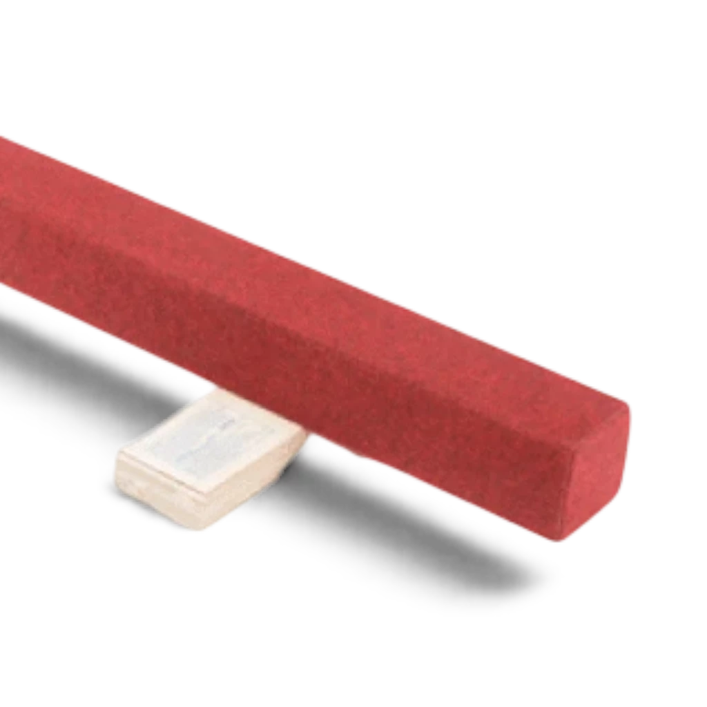 UK Gym Pits red carpeted timber floor training balance beam for gymnastics practice