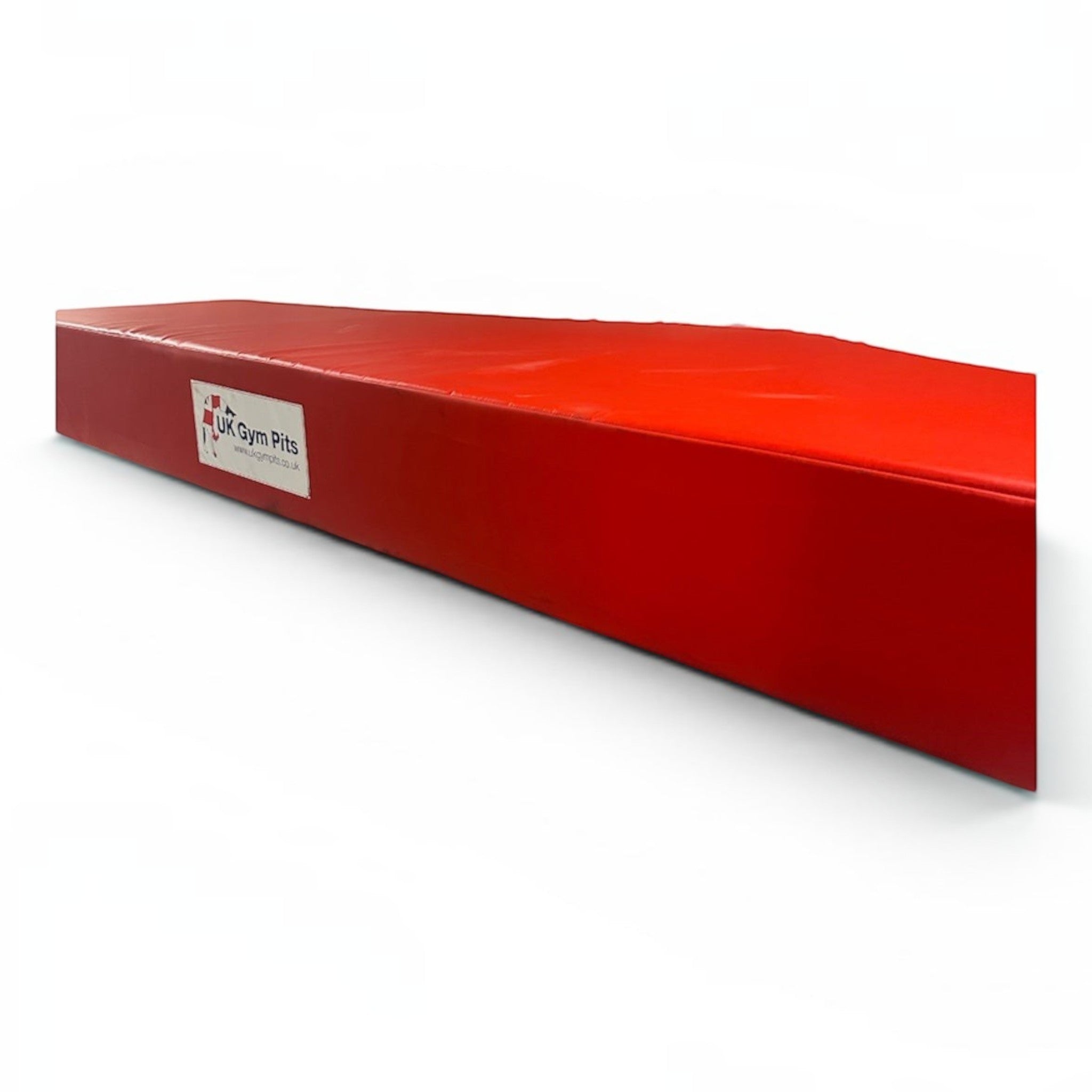 UK Gym Pits red heavy-duty PVC crash mat for gymnastics and martial arts with anti-slip base and carry handles