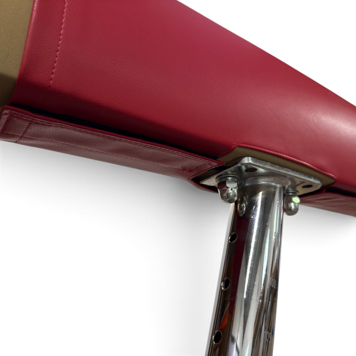 UK Gym Pits red cushioned gymnastics beam mat with anti-slip faux leather surface and secure Velcro attachment