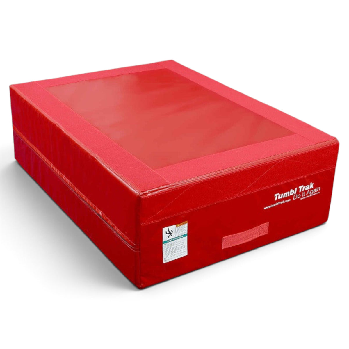 UK Gym Pits red foam vault trainer block with synthetic suede top for gymnastics training