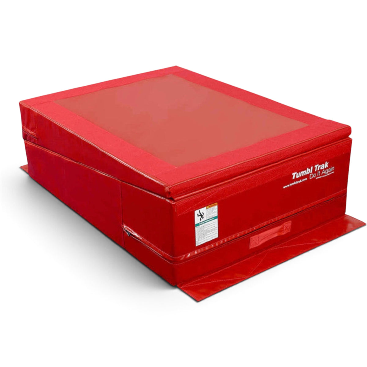 UK Gym Pits red gymnastics vault training block with synthetic suede topper and heavy-duty vinyl base