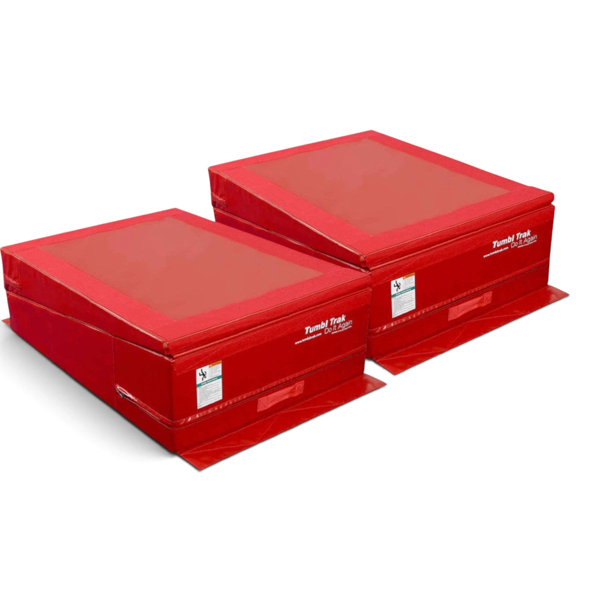 UK Gym Pits red gymnastics vault blocks with synthetic suede toppers and heavy-duty vinyl for training vault skills.