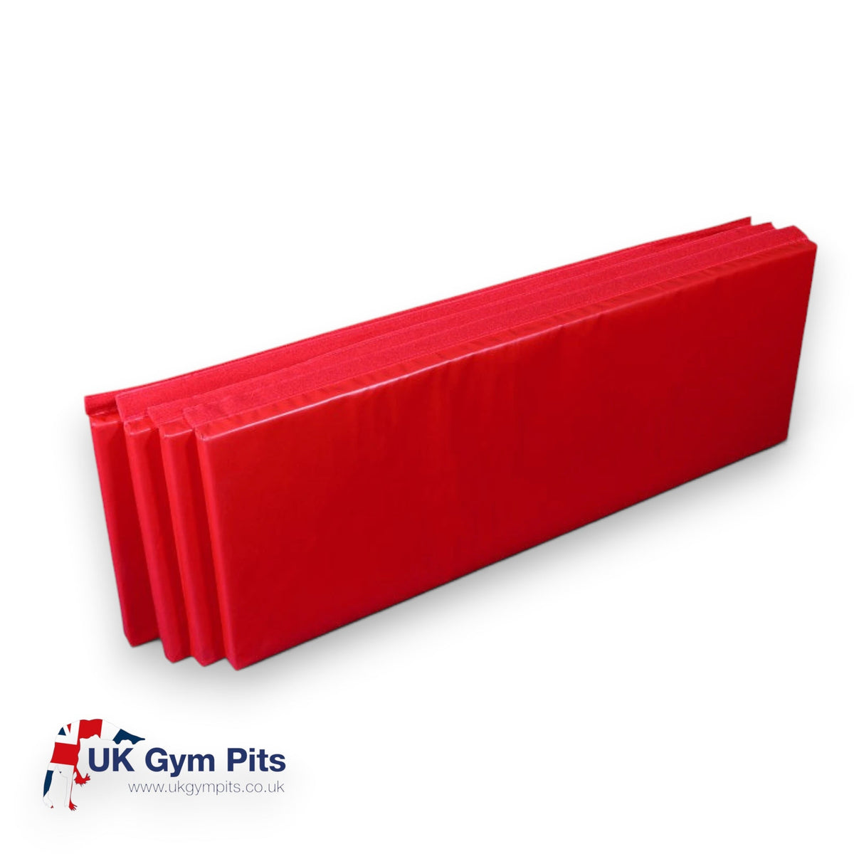 UK Gym Pits set of four red padded vinyl skirts for Tumbl Trak frames with Velcro attachments for safety