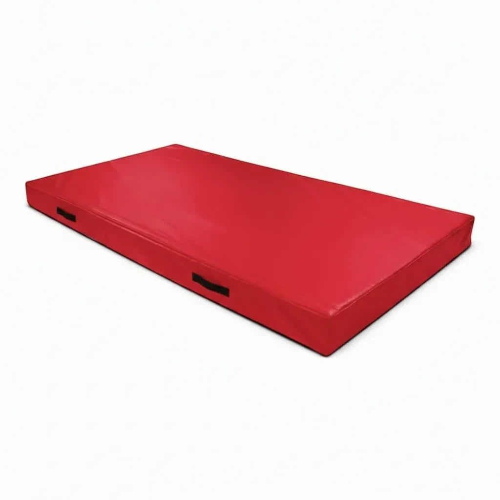 UK Gym Pits red FIG specification trampoline push-on safety mat with side handles and flame retardant foam