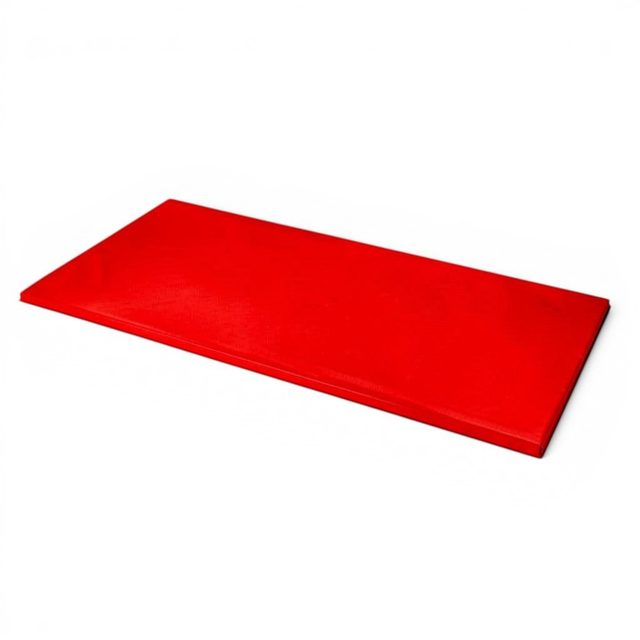 UK Gym Pits red panelite trampoline side mat with anti-slip base for gymnastics safety and competition compliance.