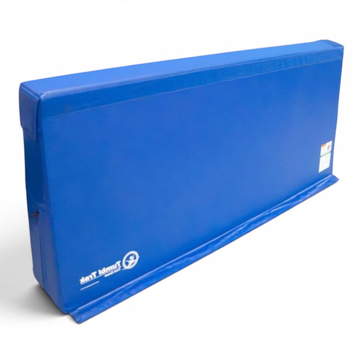 UK Gym Pits royal blue foam divider wall for gym training zones with a tapered base and velcro attachment flaps.