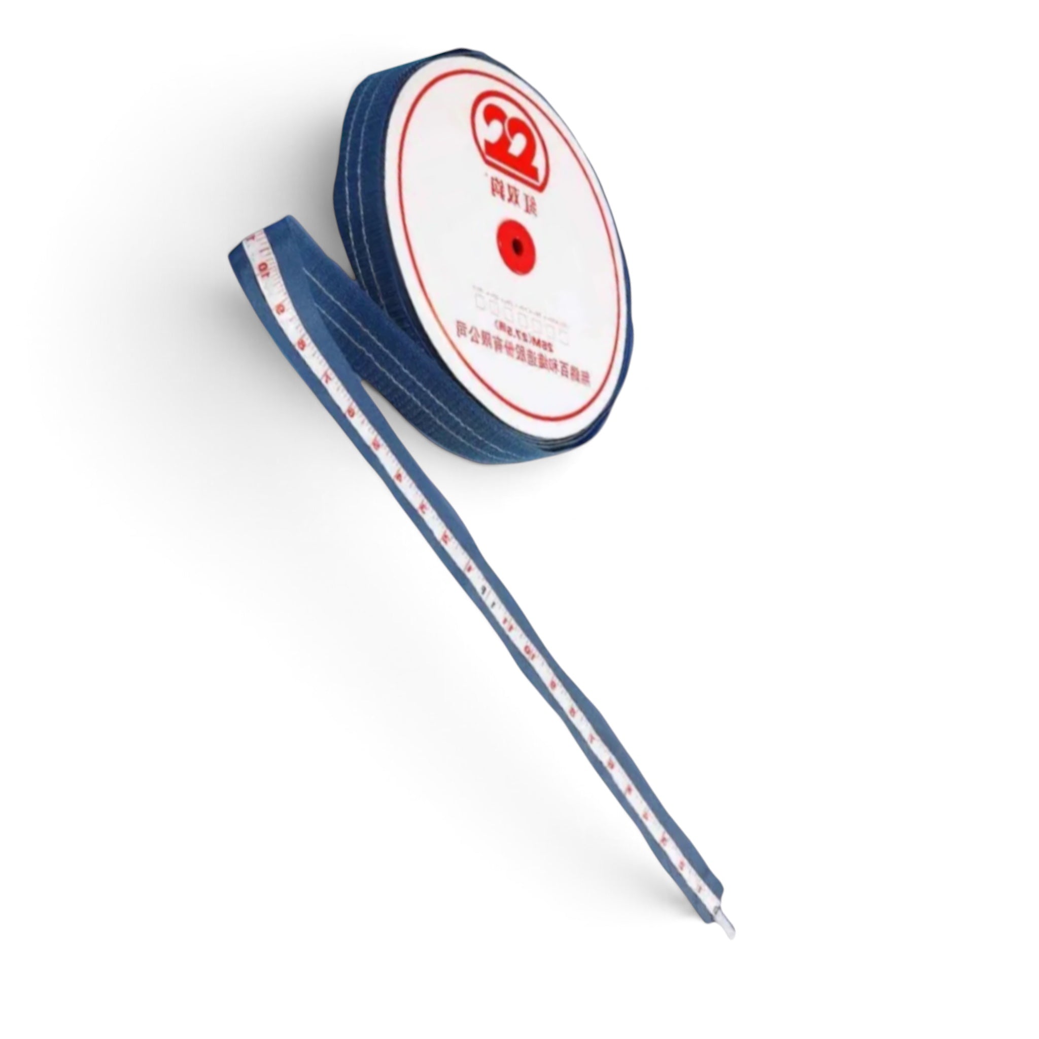 UK Gym Pits runway tape measure with Velcro backing, featuring clear meter and centimeter markings for gymnastics.