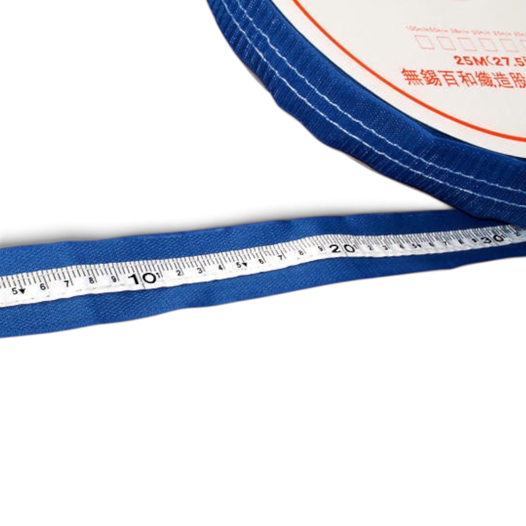 UK Gym Pits runway tape measure with blue fabric backing, Velcro attachment, and clear centimeter markings.
