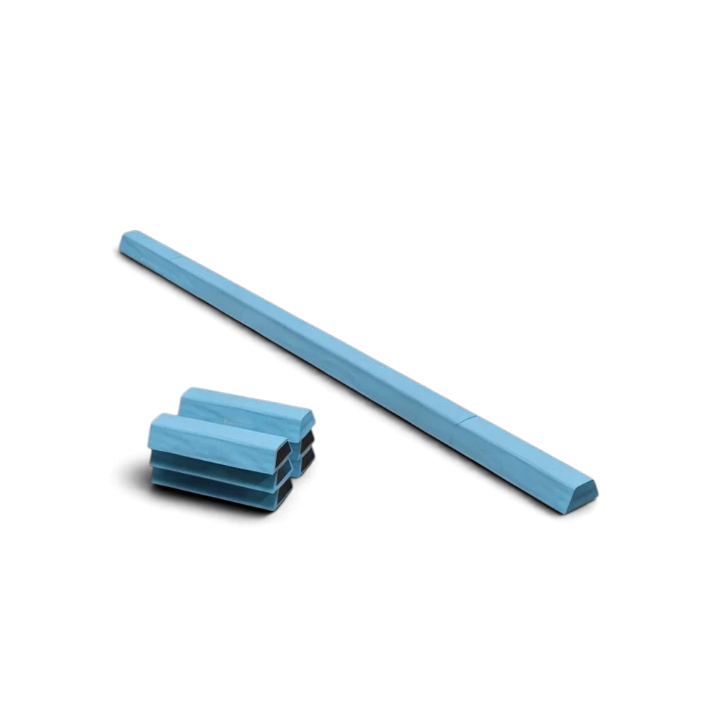UK Gym Pits segmented light blue PE foam floor beam with anti-slip base and Velcro connectors for gymnastics training