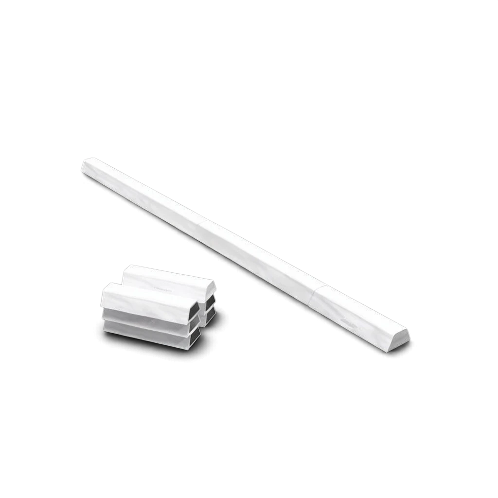 UK Gym Pits segmented PE foam floor beam in white with anti-slip base and Velcro connectors for gymnastics training.