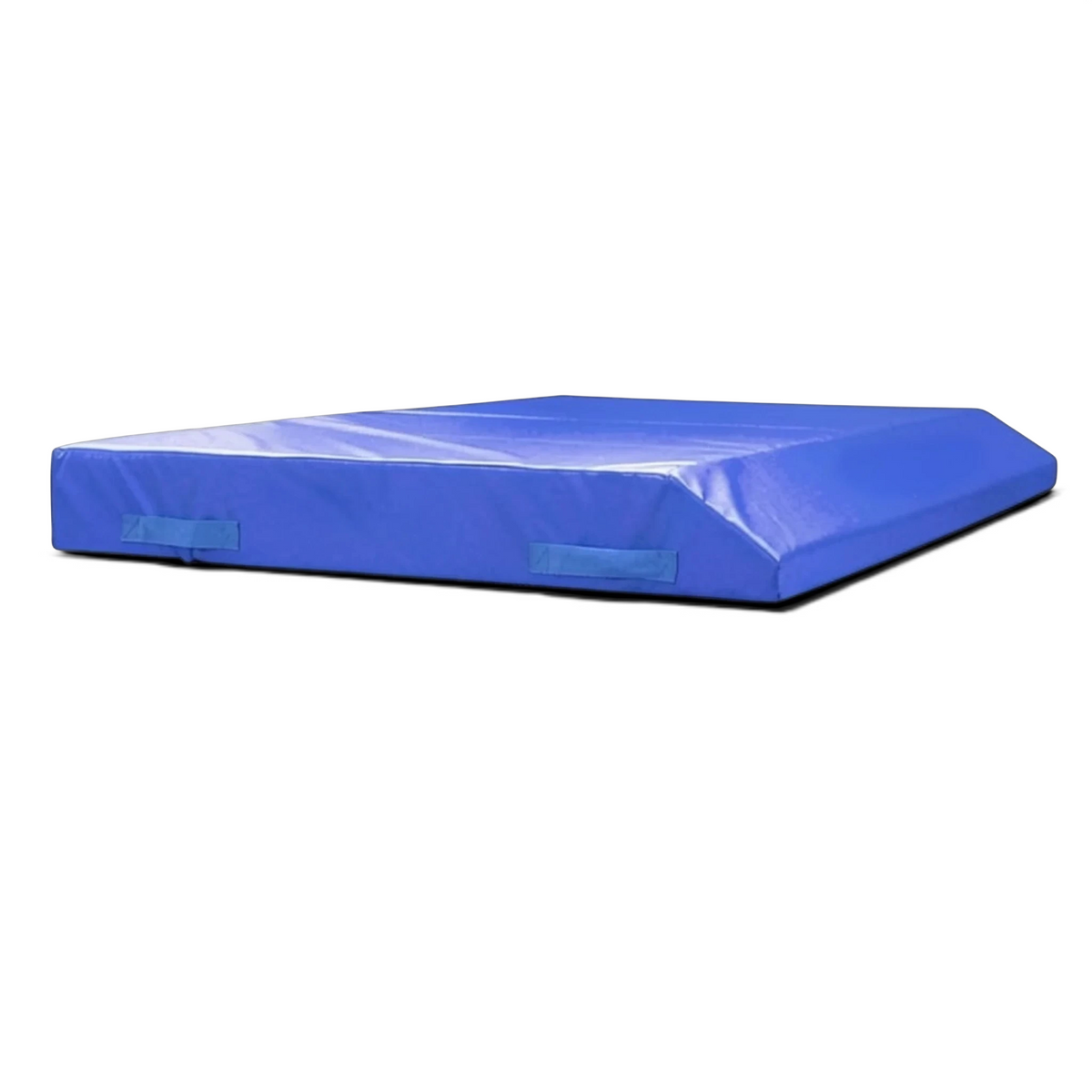 UK Gym Pits blue single wedge trampoline spotting end deck mat with side handles and reinforced PVC cover