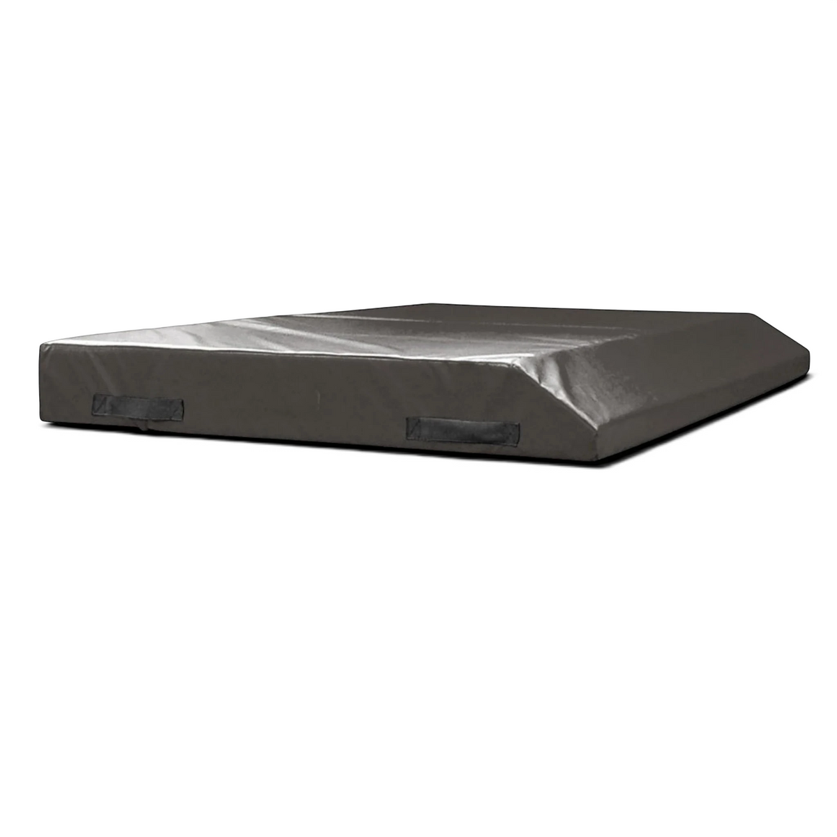 UK Gym Pits black single wedge trampoline spotting end deck mat with reinforced PVC cover and side handles