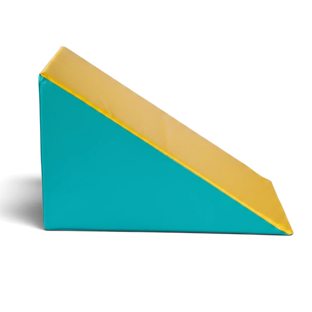 UK Gym Pits Jump for Joy Frolic soft play wedge in yellow and green PVC for children's motor skill development