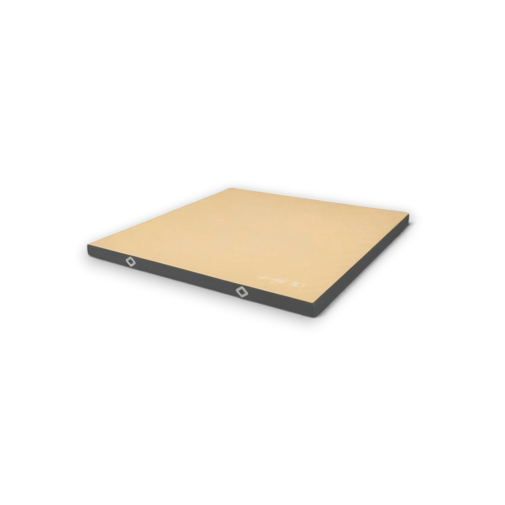 UK Gym Pits FIG approved soft topper gymnastics landing mat with beige jersey top and grey PVC sides