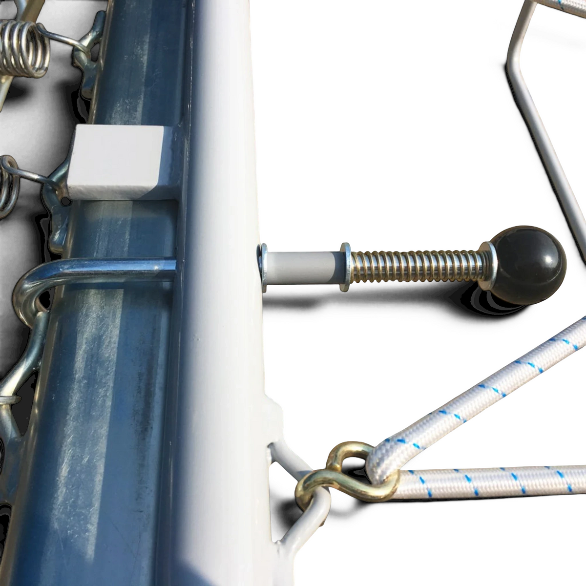 UK Gym Pits economy spotting end deck frame featuring silver epoxy powder coated metal and shock absorbing springs