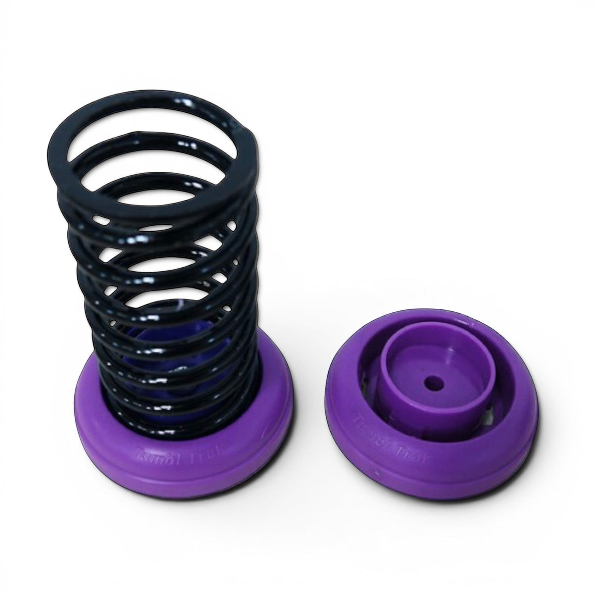 UK Gym Pits power spring and purple base component for sprung tumble floor assembly