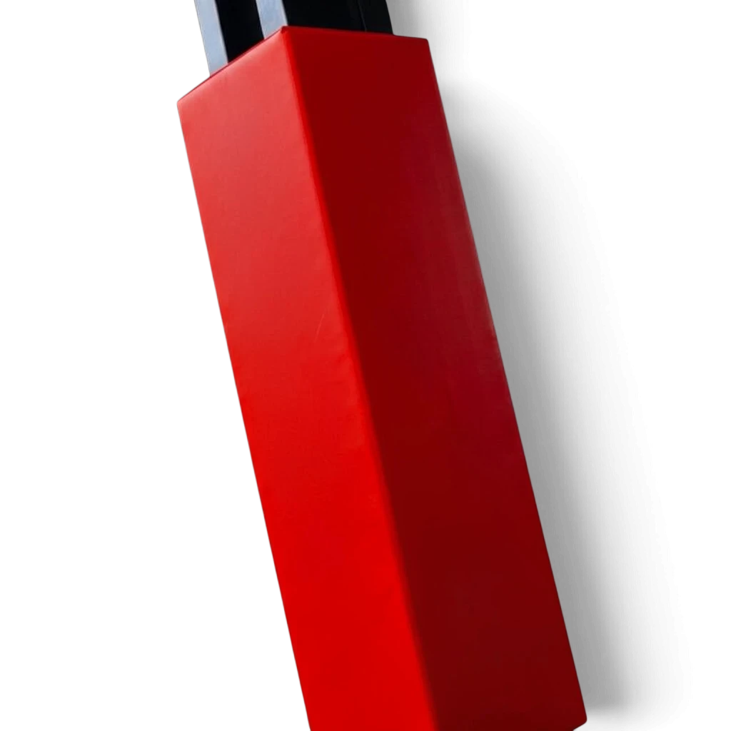UK Gym Pits square red foam post protector with Velcro fastening for gym safety and shock absorption