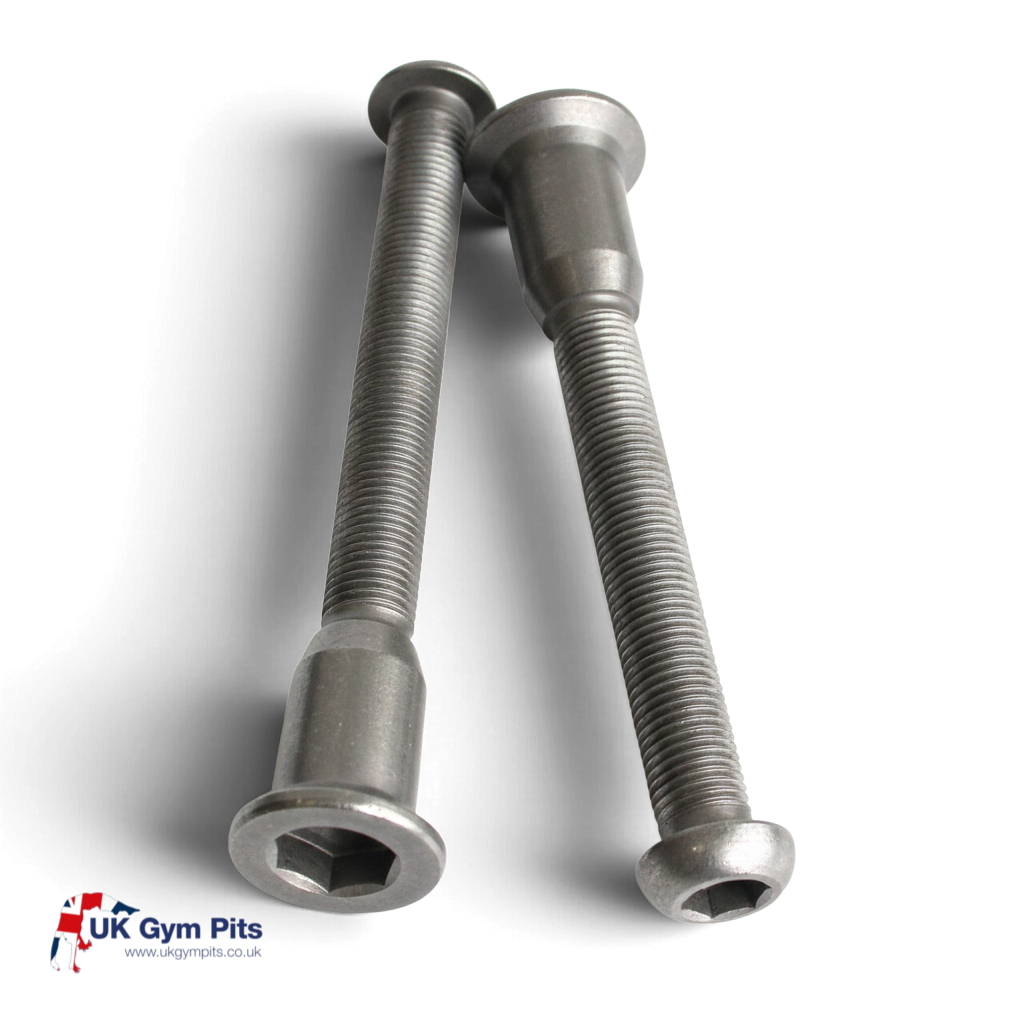 UK Gym Pits stainless steel flush mount bolt fixings for GRP handrail systems on a white background