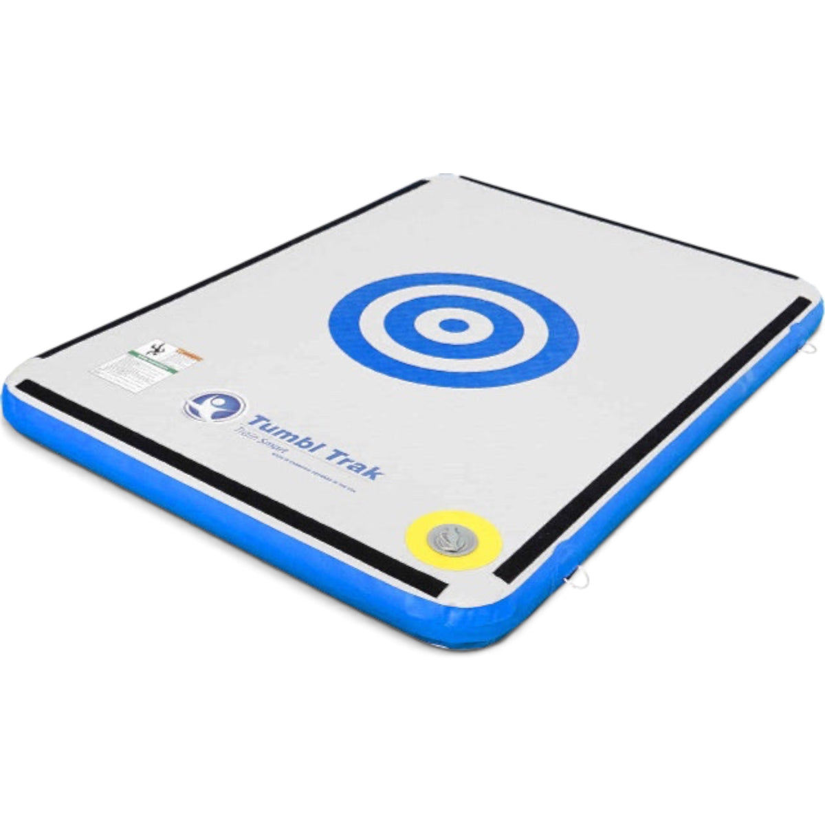UK Gym Pits Sweet Spot inflatable gymnastics training mat with blue target design and non-skid base