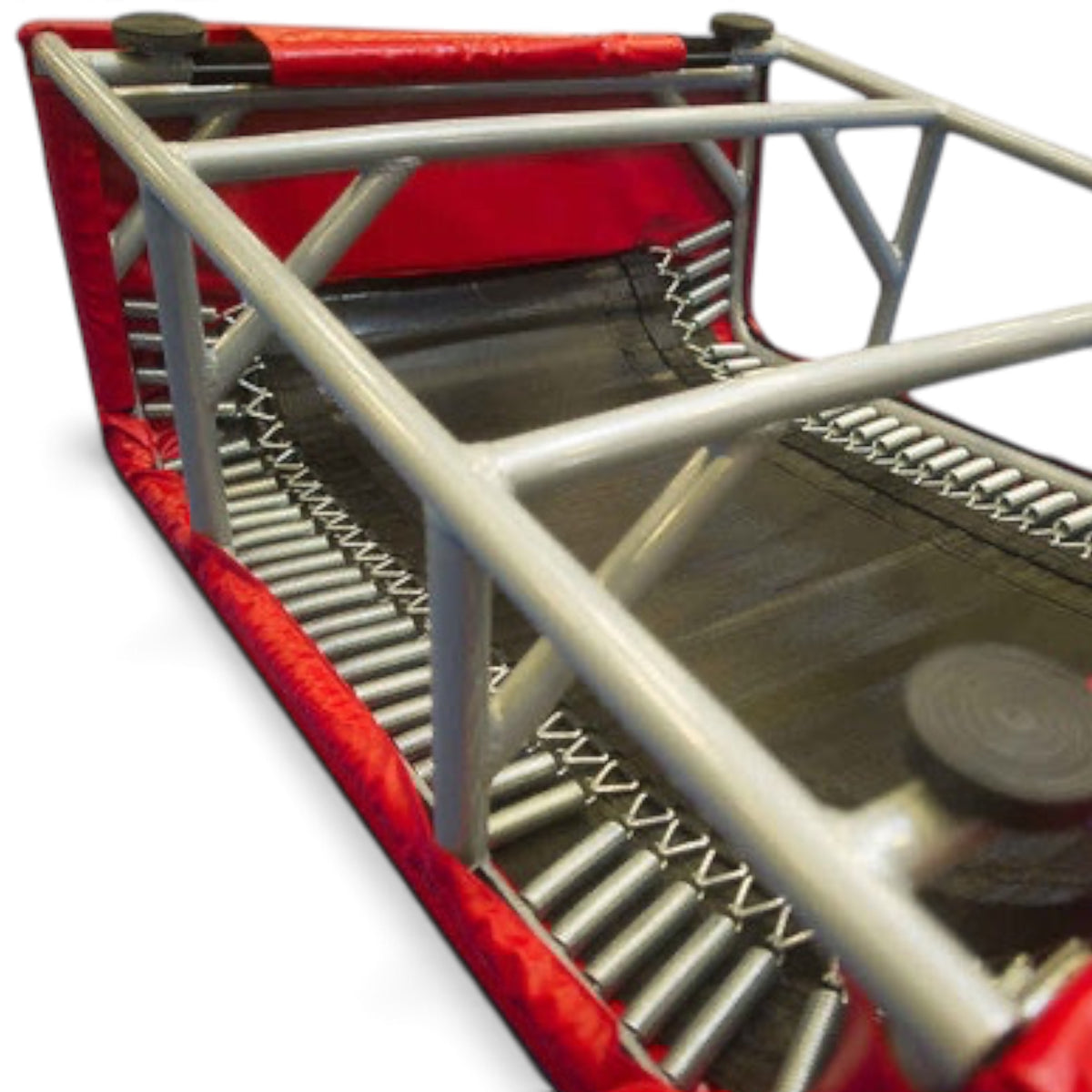 UK Gym Pits T-Trainer vault training aid with black Xtreme bed, grey metal frame, and red padded edges