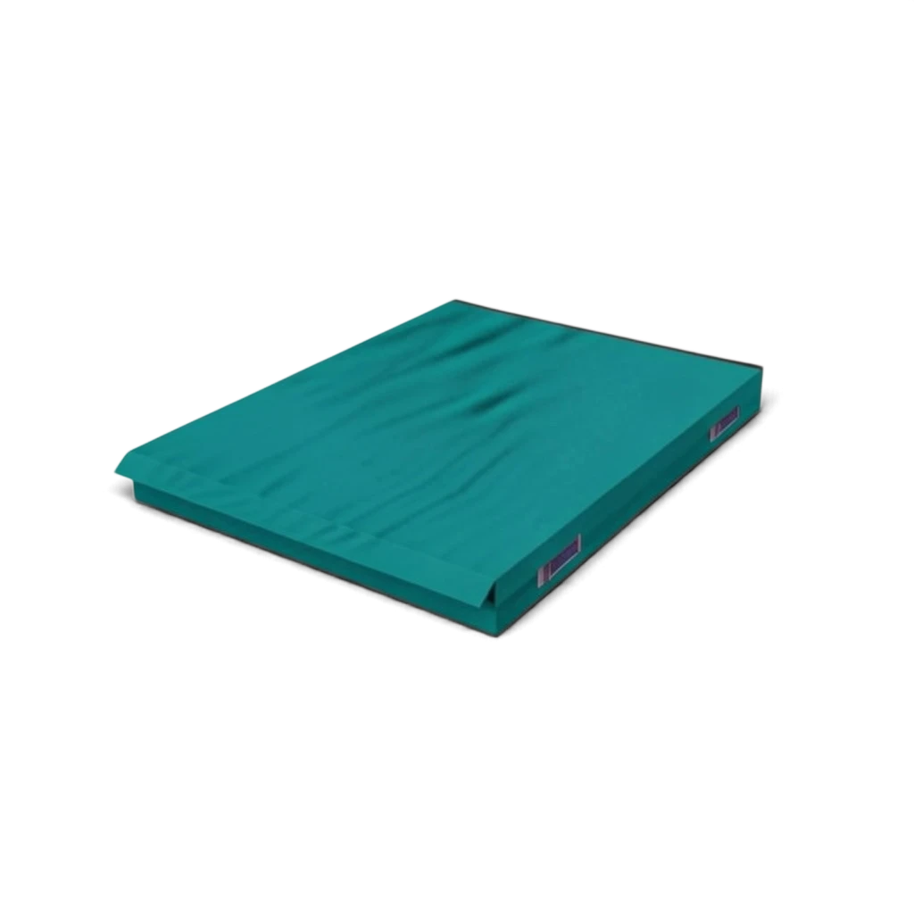 UK Gym Pits teal connecting safety mat with shock-absorbing foam and heavy-duty handles for gymnastics and sports