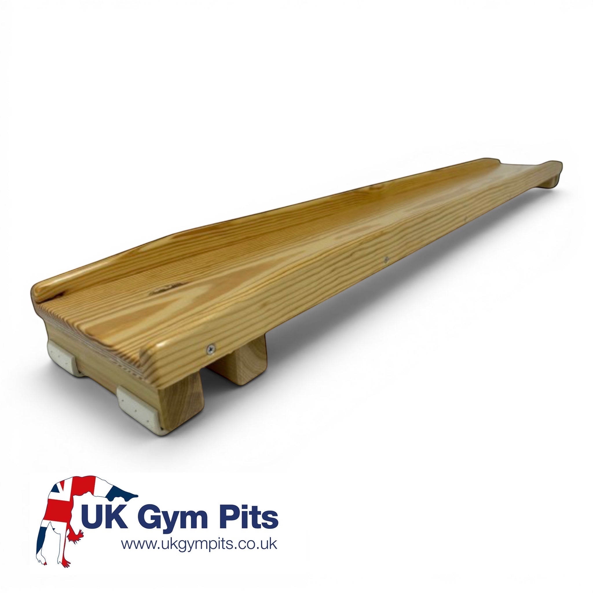 UK Gym Pits natural timber agility linking slide with side rails and anti-slip rubber feet for school gym equipment.