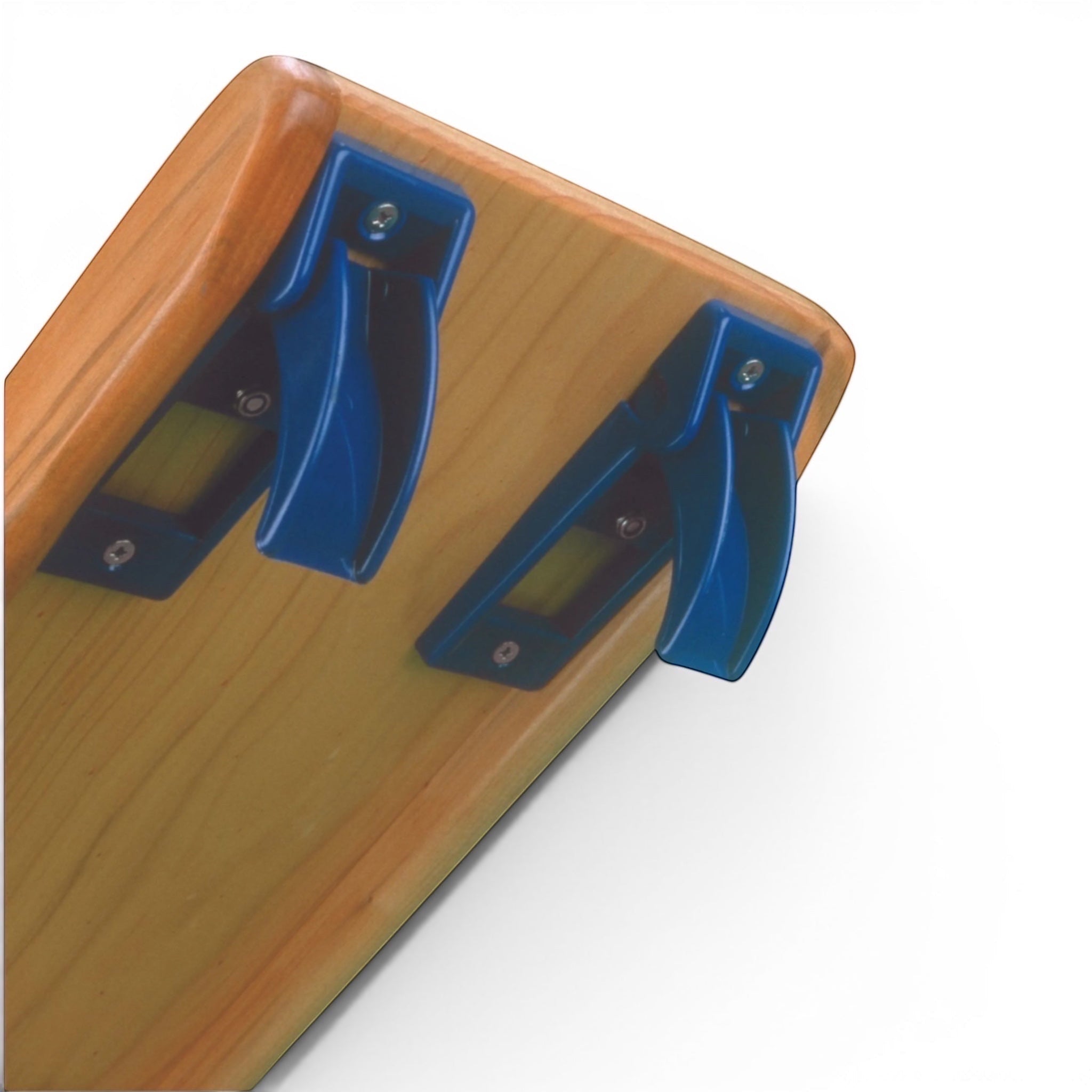 UK Gym Pits natural timber agility linking plank featuring durable blue hooks for secure equipment attachment