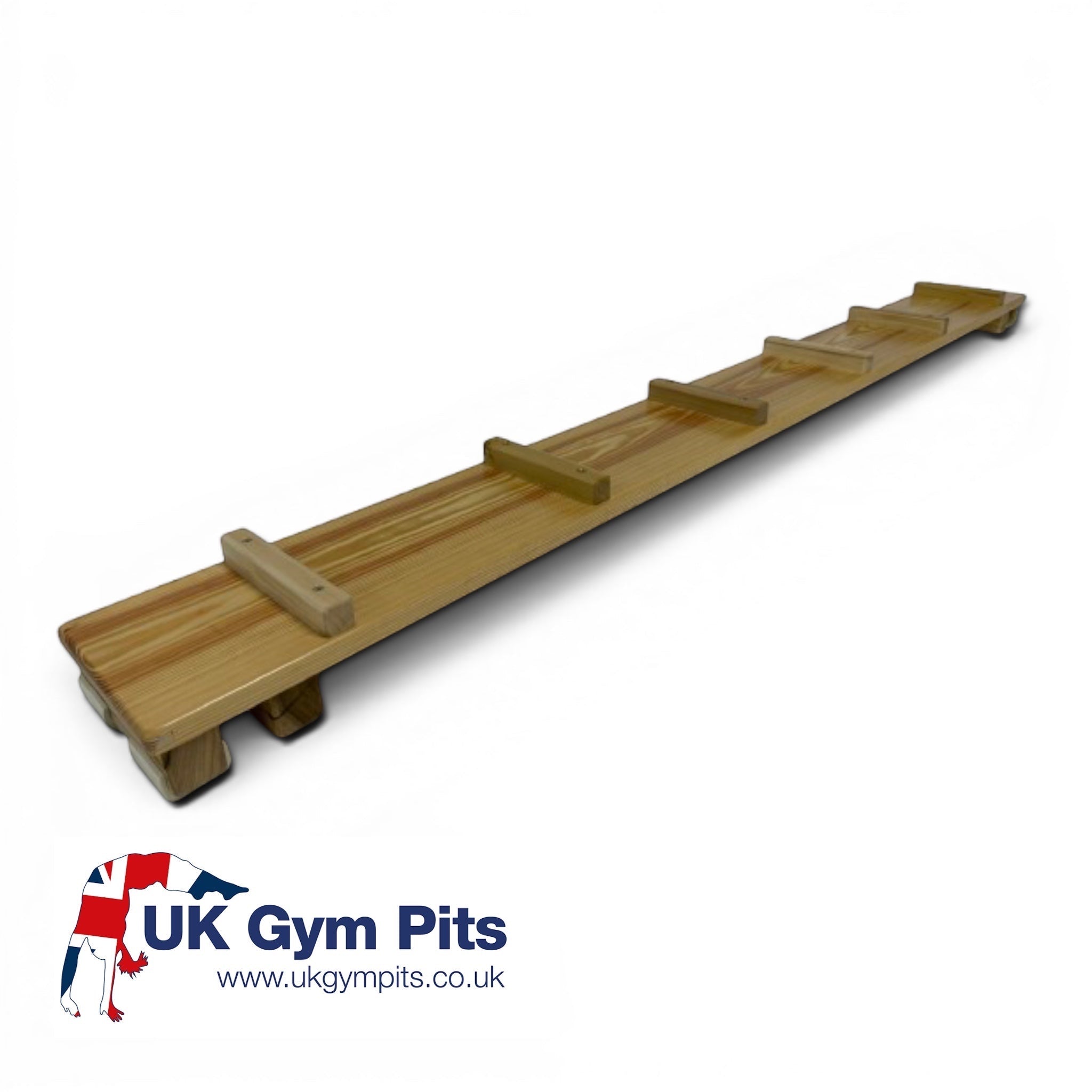 UK Gym Pits natural timber agility linking storm plank with surface battens and anti-slip feet for school gymnastics.