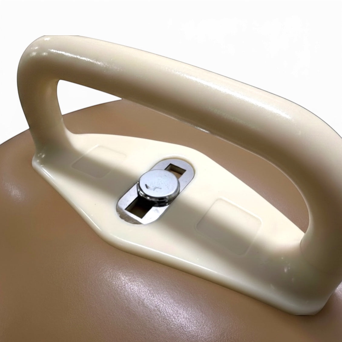 UK Gym Pits training mushroom pommel with smooth beige leatherette surface and ergonomic vinyl covered handle