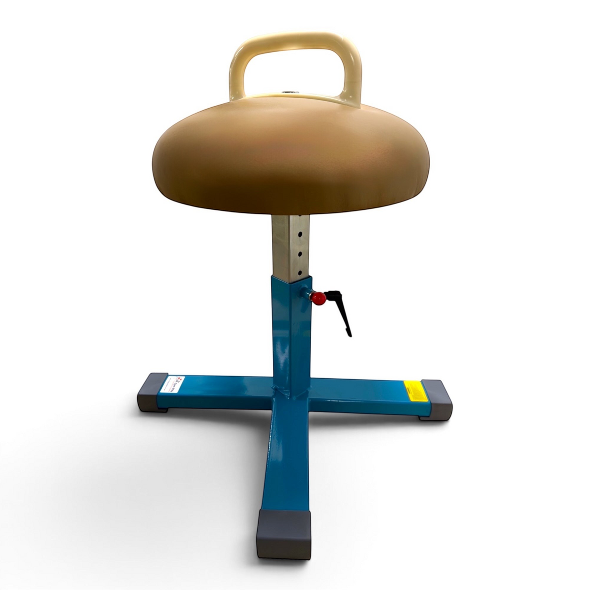 UK Gym Pits training mushroom with one pommel, featuring a tan leatherette body and adjustable blue steel base.
