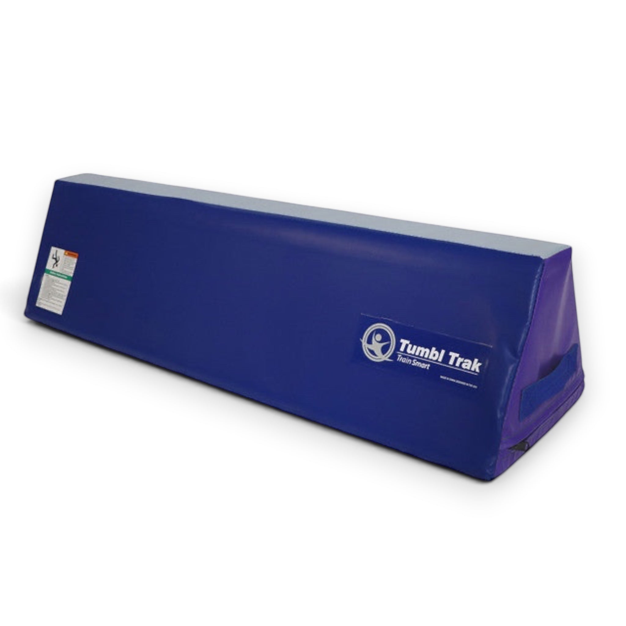 UK Gym Pits Tumbl Trak blue pyramid beam block with white guide line for gymnastics training