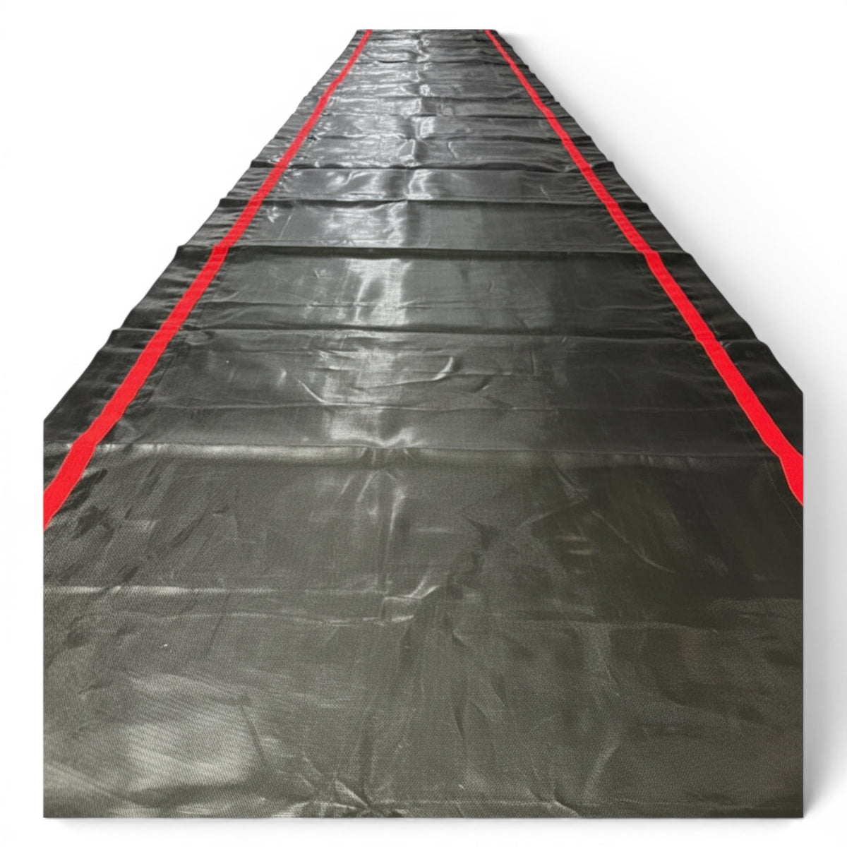 UK Gym Pits 9-metre black Tumbl Trak replacement bed with red side stripes for gymnastics equipment