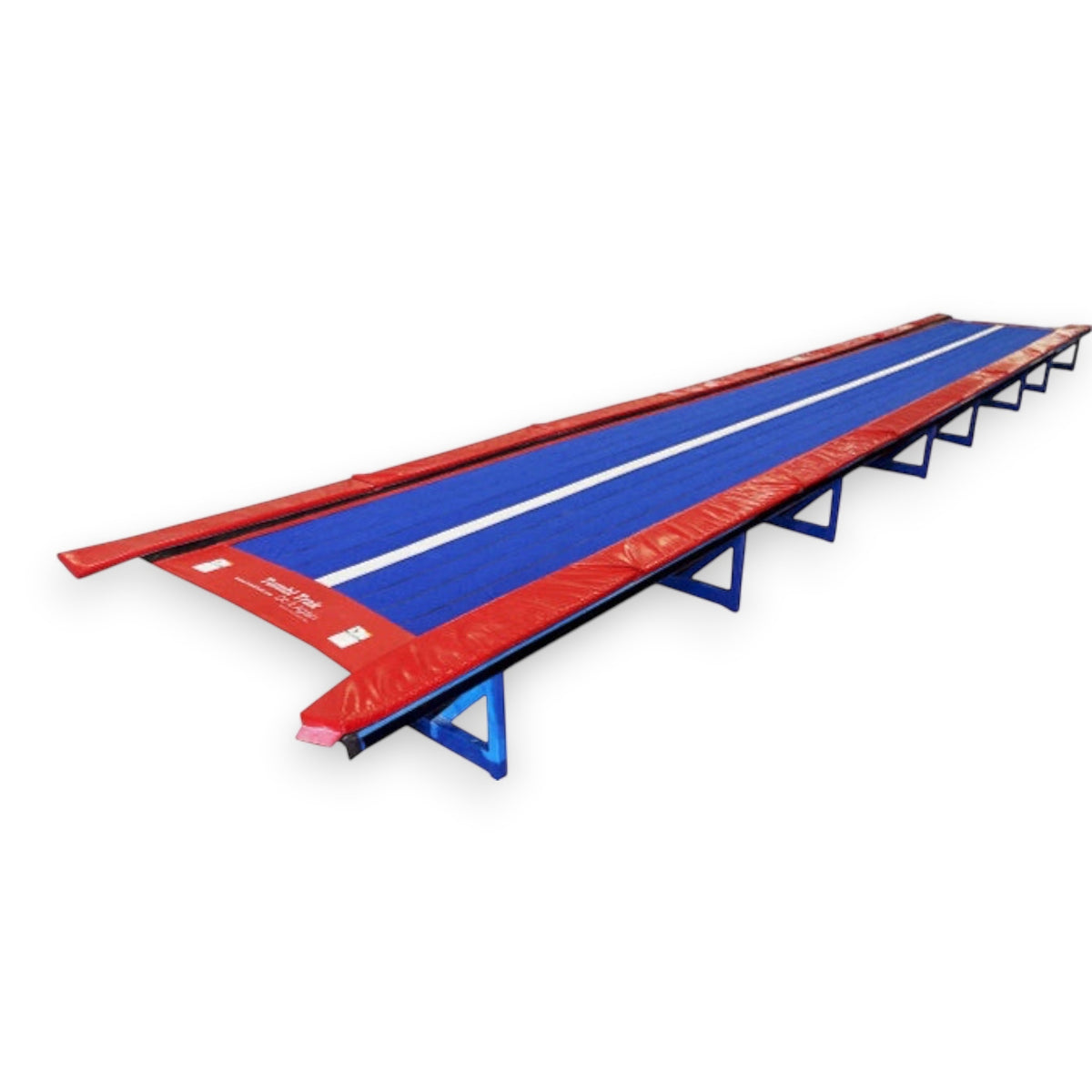 UK Gym Pits Tumbl Trak replacement frame pads in red, designed for a 3m gymnastics track section.
