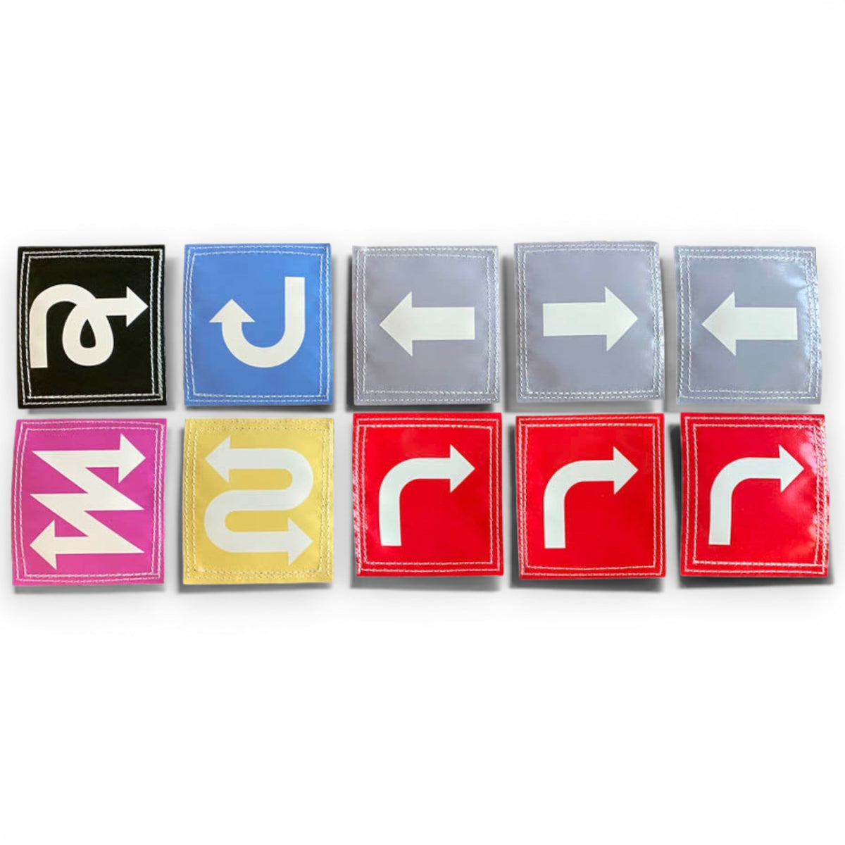 UK Gym Pits vinyl velcro direction arrow manipulatives in assorted colours for obstacle courses and learning stations