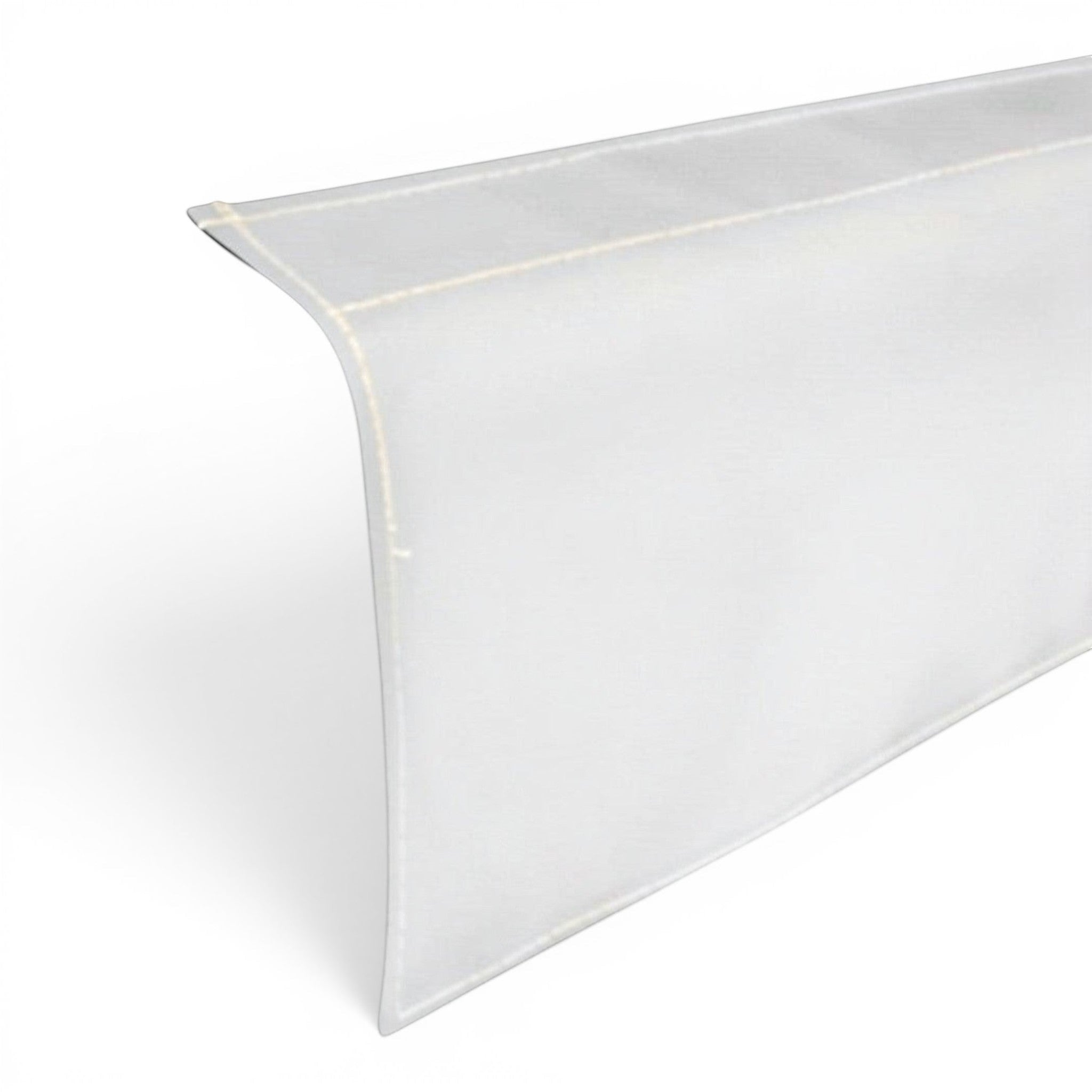 UK Gym Pits white PVC drop-down side skirt for sprung gymnastics floors with Velcro attachment overflap