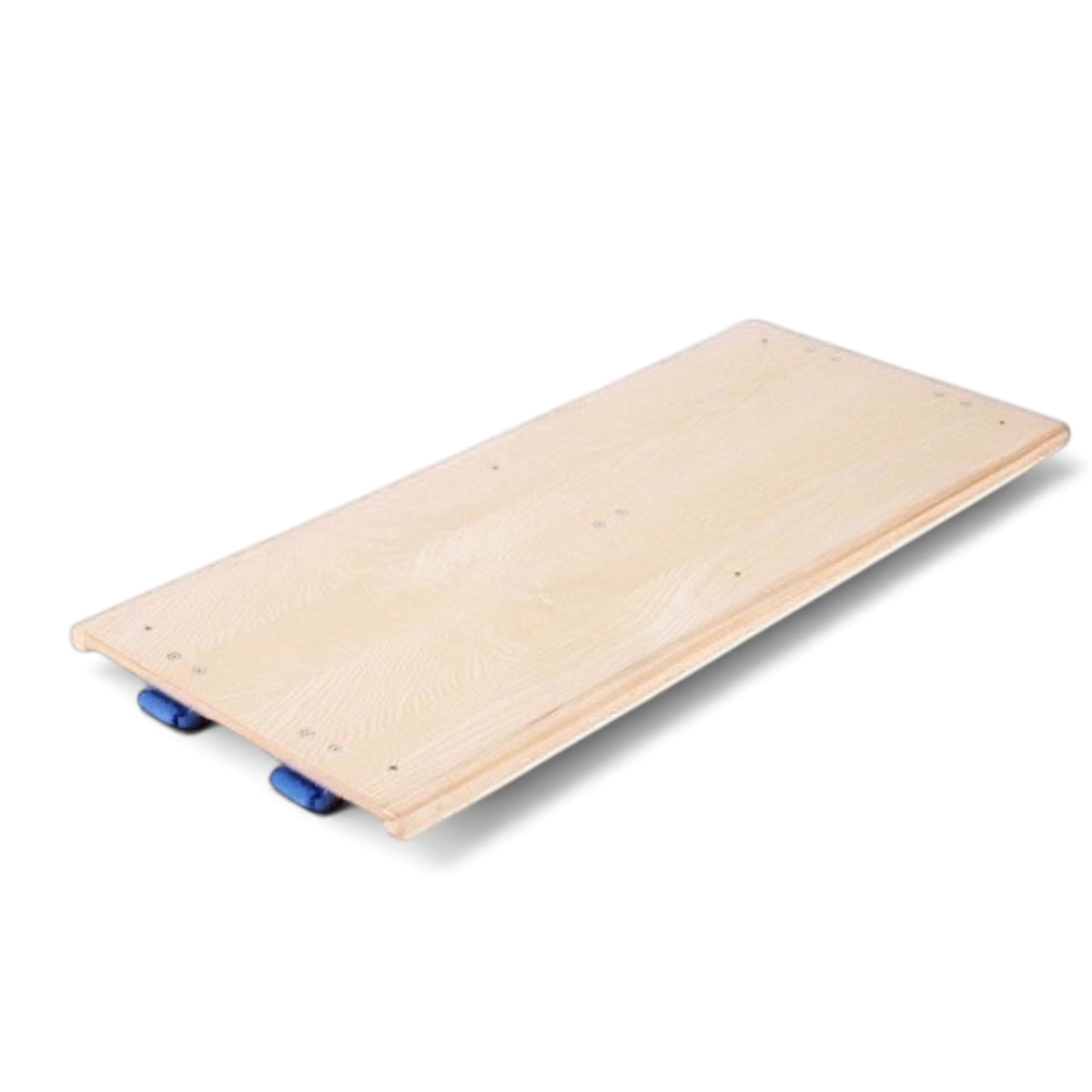 UK Gym Pits wooden trestle top with blue connectors for modular gymnastics climbing frame set