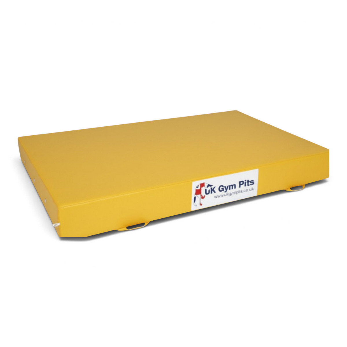 UK Gym Pits yellow crash mat with heavy duty handles and anti-slip base for gymnastics and martial arts training