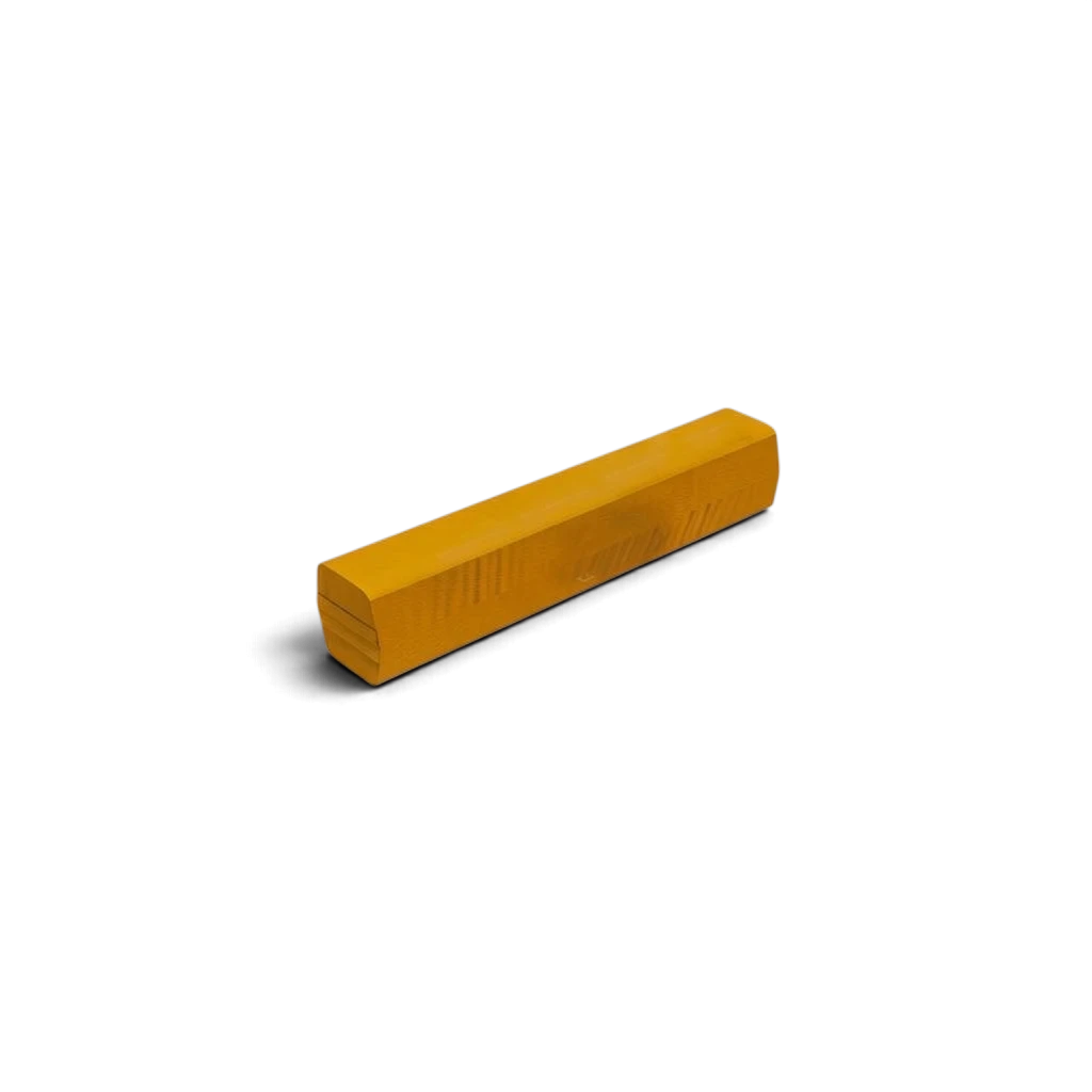 UK Gym Pits yellow folding foam floor beam for gymnastics practice with a durable PVC cover on a black background.