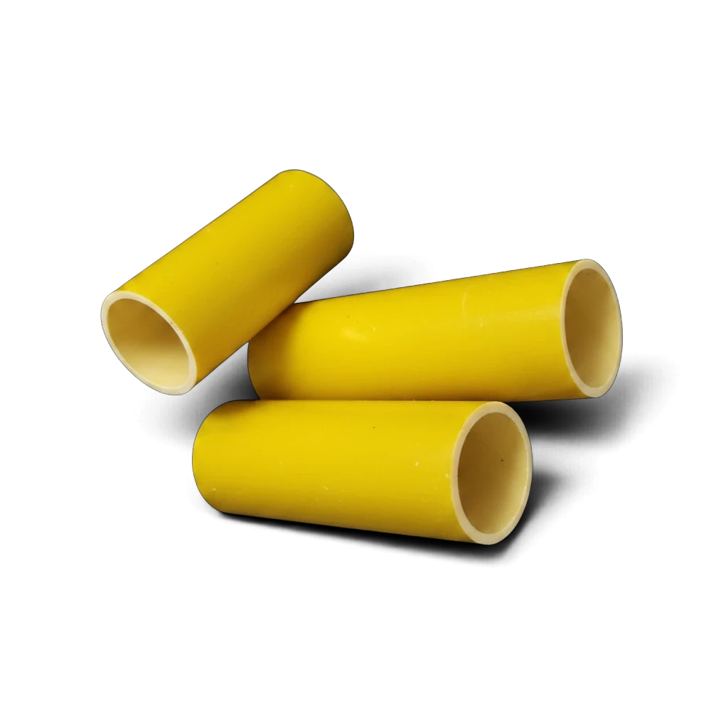 UK Gym Pits yellow GRP vertical upright posts for handrail systems, 99.5cm long with 5cm external diameter.