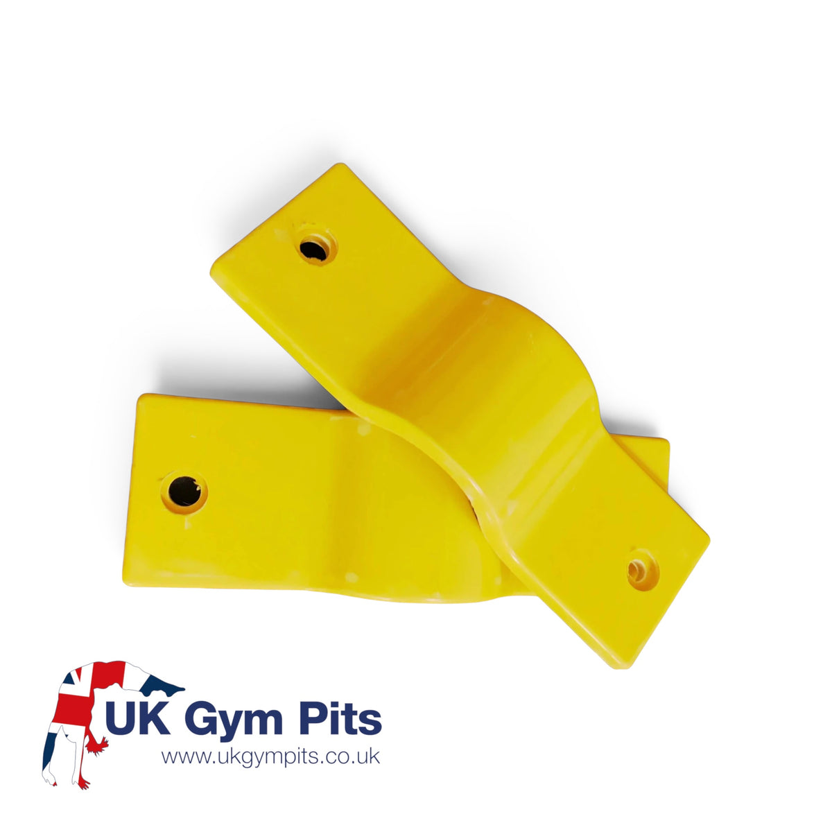 UK Gym Pits yellow GRP mesh safety panel connector fitting for gym podium handrail systems