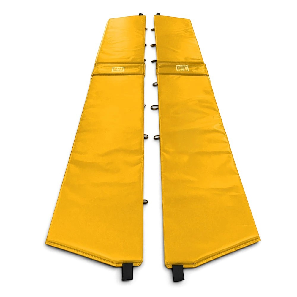 UK Gym Pits yellow PVC foam coverall frame pads for mini trampolines with lacing cords and fixings