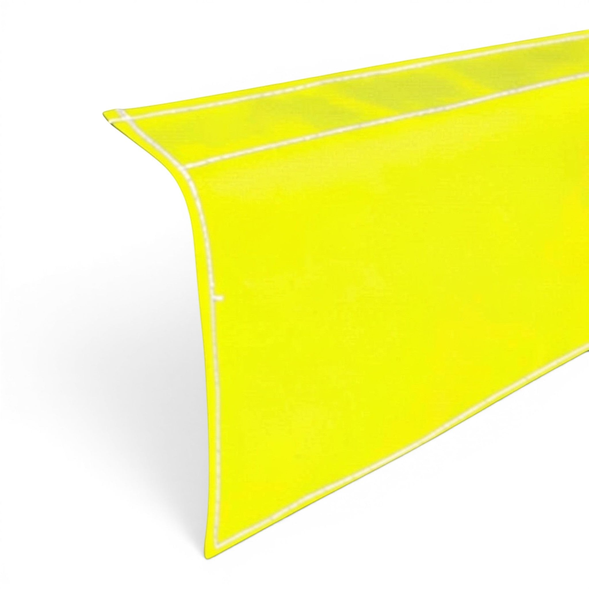 UK Gym Pits bright yellow PVC drop-down side skirt for sprung gymnastics floors with a Velcro attachment overflap.