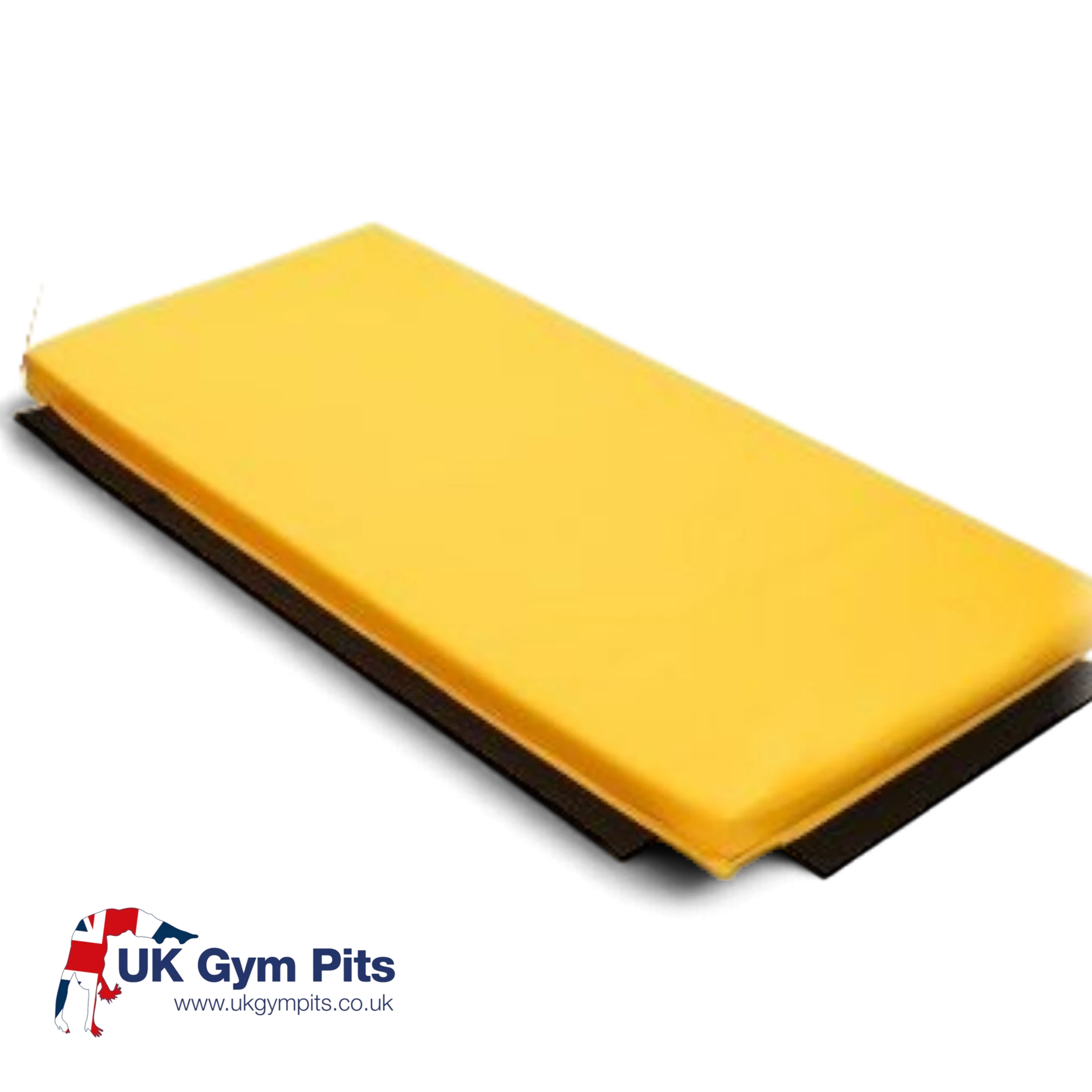 UK Gym Pits yellow rectangular tumbling play mat with anti-slip base and velcro connectors for gymnastics and play