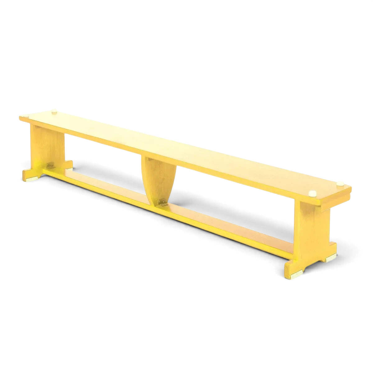 UK Gym Pits yellow wooden Activ balance bench for schools with anti-slip rubber feet and durable timber construction
