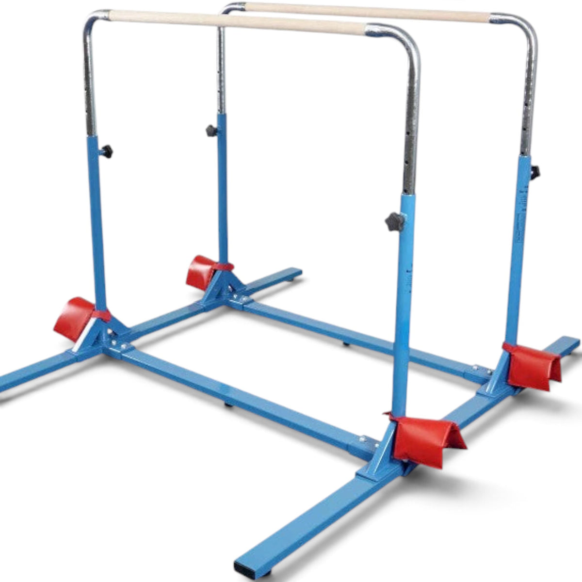 UK Gym Pits 5 in 1 bar system with adjustable height steel frame and maple wood bars for gymnastics training