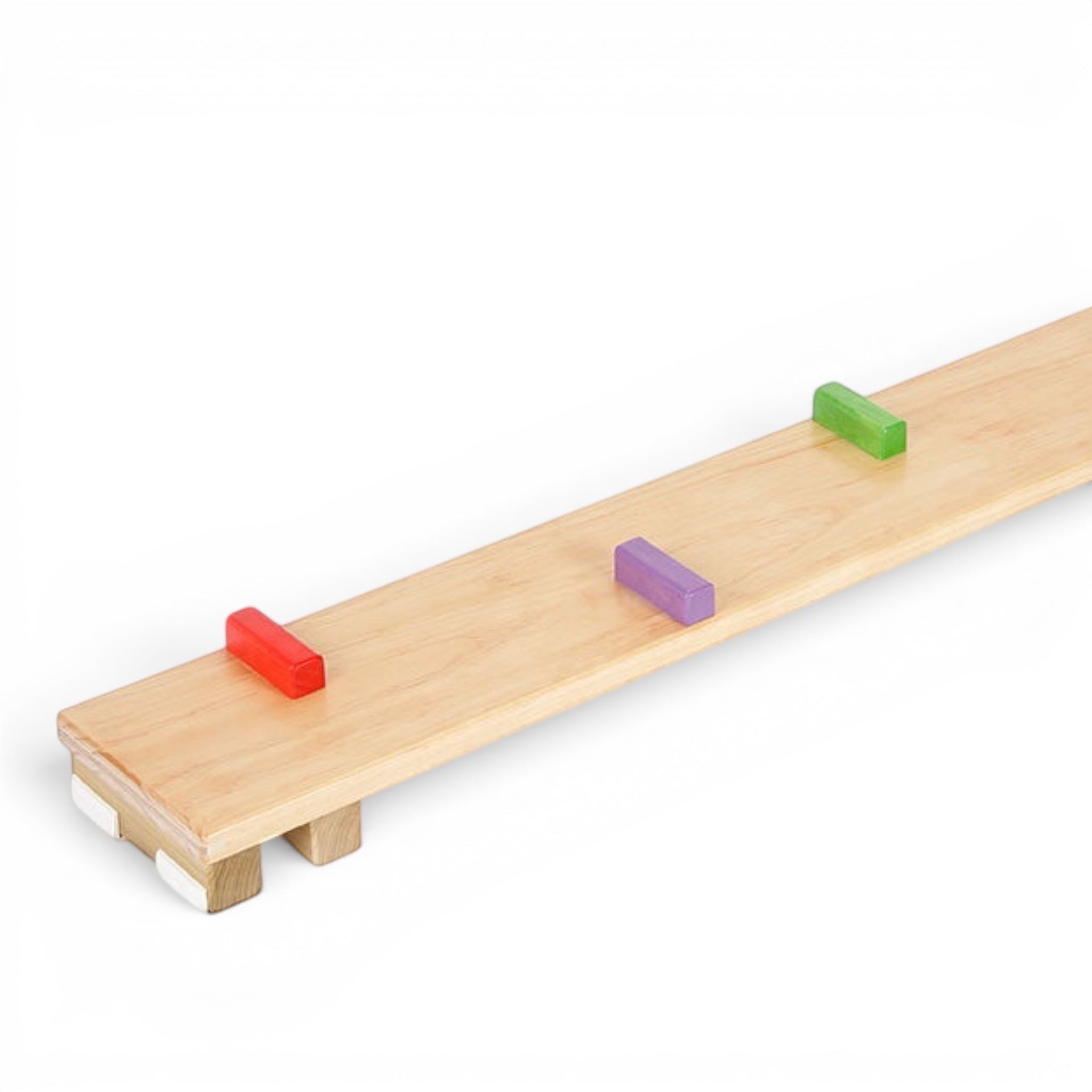 UK Gym Pits Activ Block Plank made of natural timber with six colourful blocks for gym equipment linking.